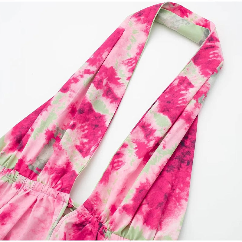 Boho Beach Dress - Mini Sexy Tie Dye Backless Halter Dress - Inner Wanderer
