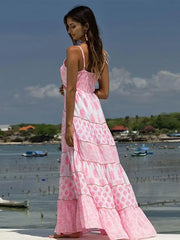 Boho Beach Dress - Backless Summer Vacation Vibes - Pink India Moon