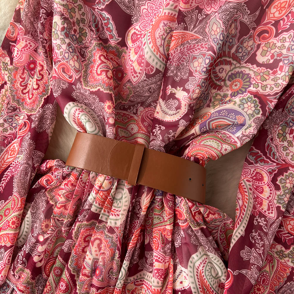 Maxi Dress - Boho Vintage Pleated Dress - Summer Print Floral Vintage Charlotte Yellow
