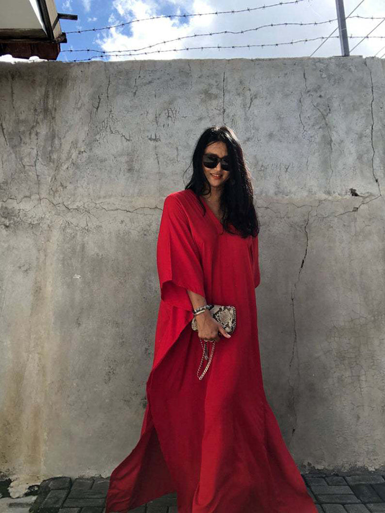 Boho Maxi Dress, Beach Dress, Kaftan Zaynab in Red, Blue, White and Yellow