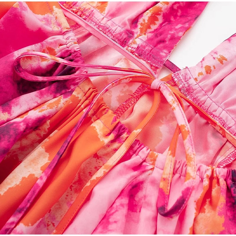 Boho Beach Dress - Mini Sexy Tie Dye Backless Halter Dress - Inner Wanderer