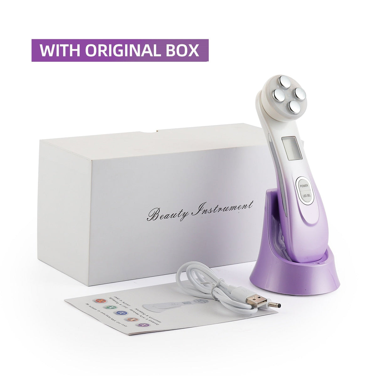 Wrinkle Reduction Device, 5-in-1 Facial Massager, High-Frequency LED Skin Care Tool, Boho Beauty Gadgets