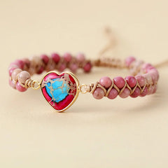 Boho Bracele Amethysts OM Charm String Braided Macrame Bracelets