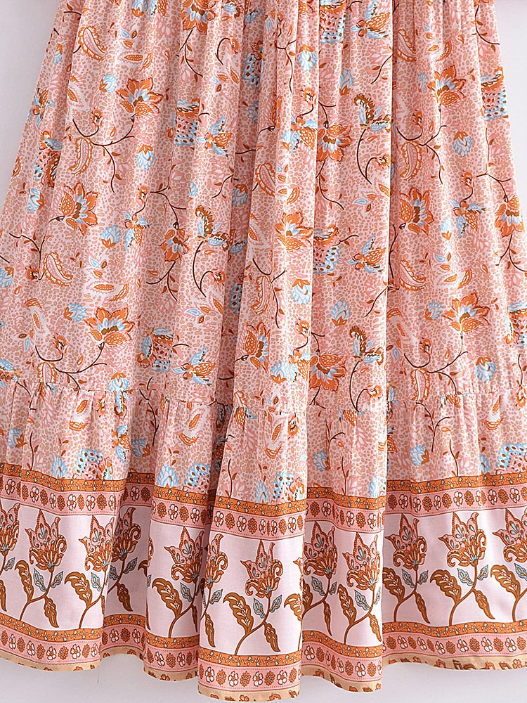 Boho Maxi Dress, Gown, Vacation in  River Pink