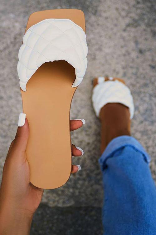 Quilted Square Toe Flat Slipper