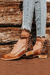 Retro Round Head Thick Low Heel Pumps