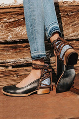 Retro Round Head Thick Low Heel Pumps