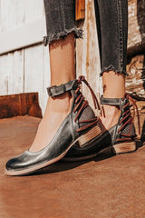 Retro Round Head Thick Low Heel Pumps