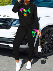 Women's Sets Printed Long Sleeve Top & Pants Sports Two-Piece Set