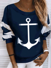 Women's T-Shirts Round Neck Printed Long Sleeve T-Shirt