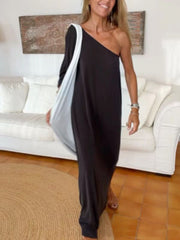 Women's Dresses Solid Sloping Shoulder Casual Dress