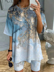 Women's Sets Printed Short Sleeve T-Shirt & Shorts Two-Piece Set