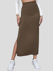 Women's Skirts Solid Slim Fit Slit Long Skirt