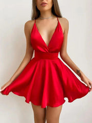 Women's Dresses Sling V-Neck Print Sleeveless Mini Dress