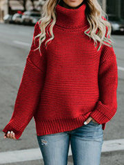 Women's Sweaters Solid Turtleneck Pullover Long Sleeve Sweater