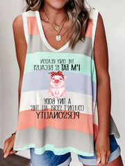 Women's Tank Tops Loose Striped Print Sleeveless Tank Top