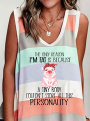 Women's Tank Tops Loose Striped Print Sleeveless Tank Top