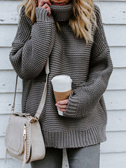 Women's Sweaters Solid Turtleneck Pullover Long Sleeve Sweater
