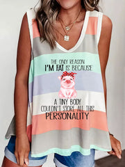Women's Tank Tops Loose Striped Print Sleeveless Tank Top