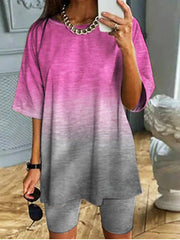 Women's Sets Printed Short Sleeve T-Shirt & Shorts Two-Piece Set