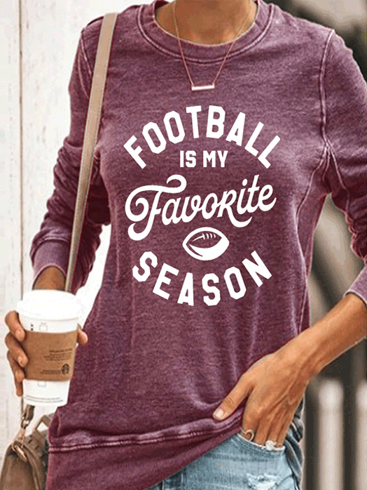 Women's T-Shirts Letter Print Round Neck Pullover Long Sleeve T-Shirt