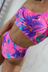 Print One Shoulder High Waist Bikini Set