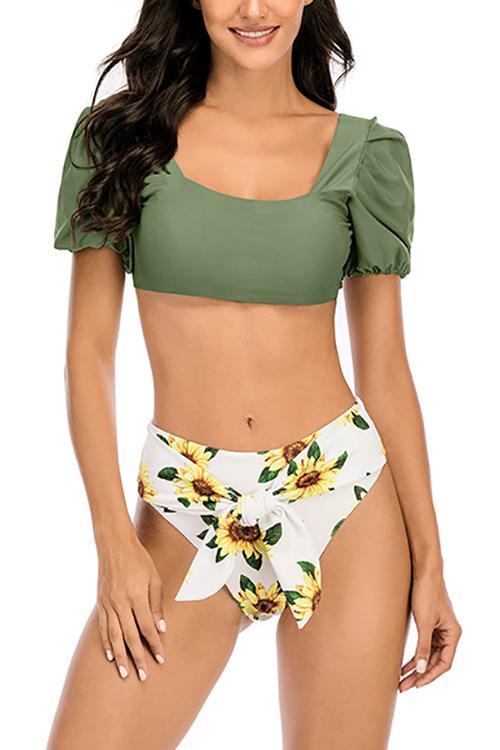 Puff Sleeve Knot Bikini Set