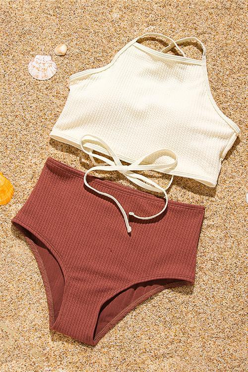 Halter Neck High Waist Bikini Set