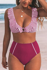 Print Ruffles High Waist Bikini Set