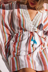Rainbow Stripe V Neck Bat Mini Cover