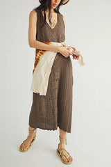 V Neck Hollow Slit Tank Cover Up
