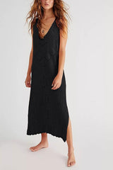 V Neck Hollow Slit Tank Cover Up