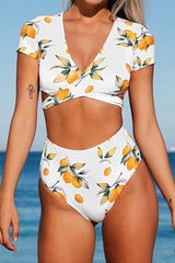 Lemon Cross Short Sleeve Bikini Set