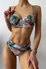 Leopard Plant Print Bikini Set