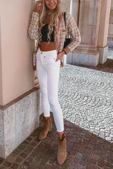 Button Pockets O Neck Cardigan