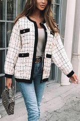 Button Pockets O Neck Cardigan
