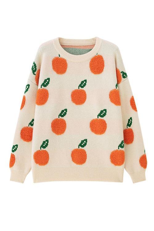 Orange O Neck Jumper Sweater
