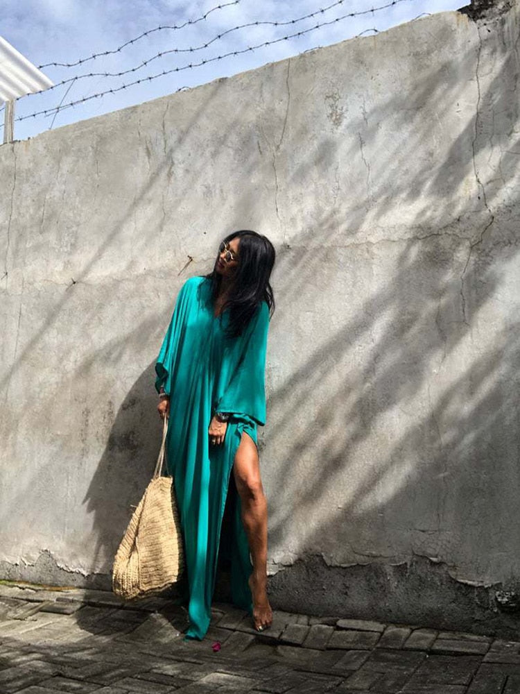 Boho Maxi Dress, Beach Dress, Kaftan Zaynab in Red, Blue, White and Yellow