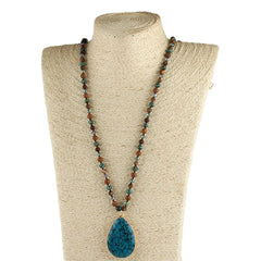 Boho Necklace - RH Precious Lava Amazonite Oval Stones