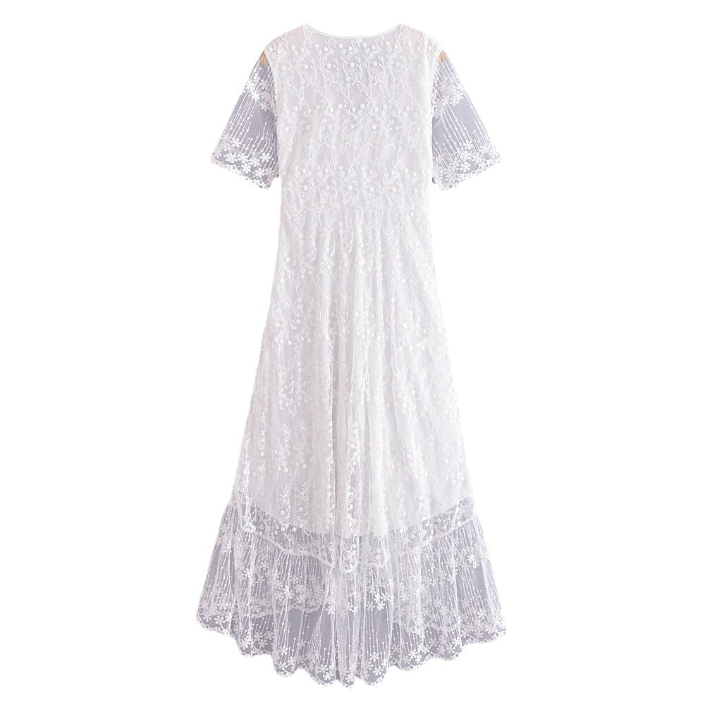Maxi Dress - Boho Dress - Sundress - Lace Dress - White Carina