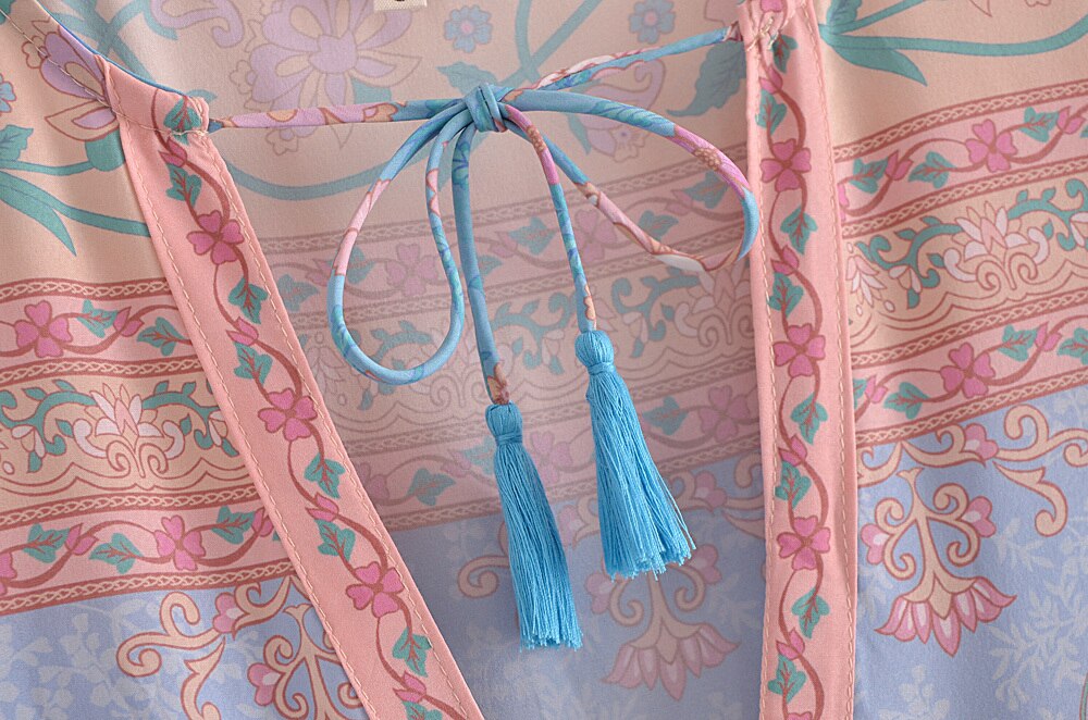 Boho Midi Dress, Sundress, Blue Secret Heart