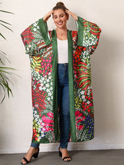 Boho Robe, Kimono Robe, Silk robe, Beach Cover up, Greenery Galore