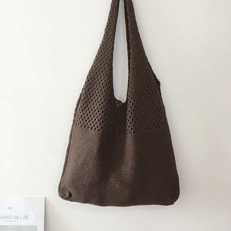 Boho Bag, Tote Bags, Crochet Tote, Knitted Shopper Handbags in Black, Beige, Brown and 10 colors
