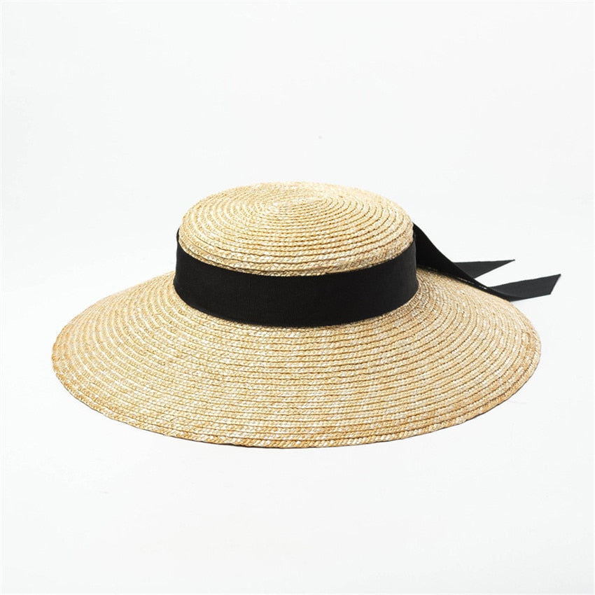 Boho Hat - Summer Hats, Sun Hat, Beach Hat - Wide Brim Straw Hat, Vintage Style with Romilly Black Ribbon