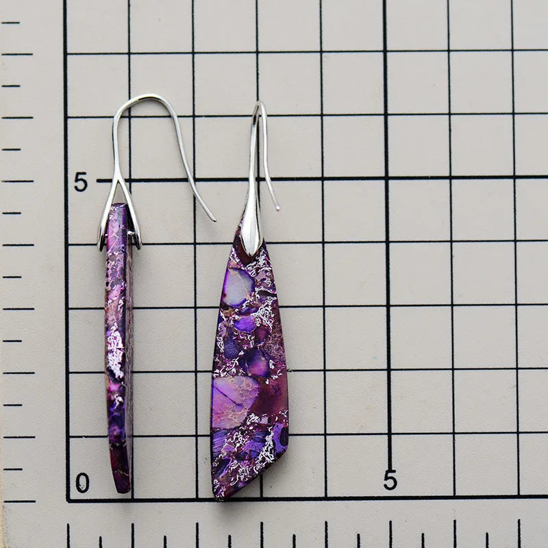 Boho Dangle Earrings - Silver-Plated Jasper Drop Earrings