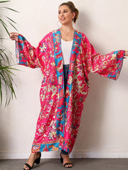 Boho Robe, Kimono Robe, Silk robe, Beach Cover up, Leafy Luxe