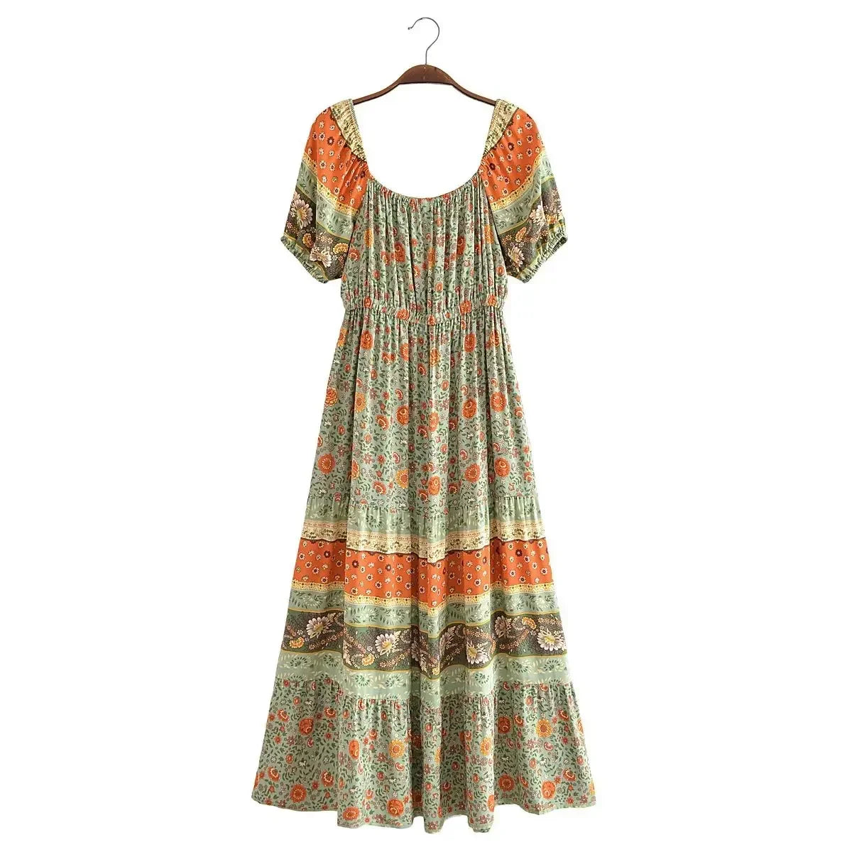 Boho Dress - Sundress - Smocked Dress Nova in Pink and Green