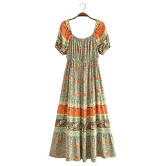 Boho Dress - Sundress - Smocked Dress Nova in Pink and Green