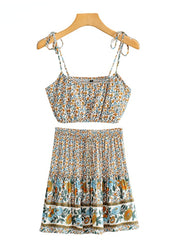 Boho Two Piece Set, Crop Top and Mini Skirt, Sierra Pansy in Red, Black and Green
