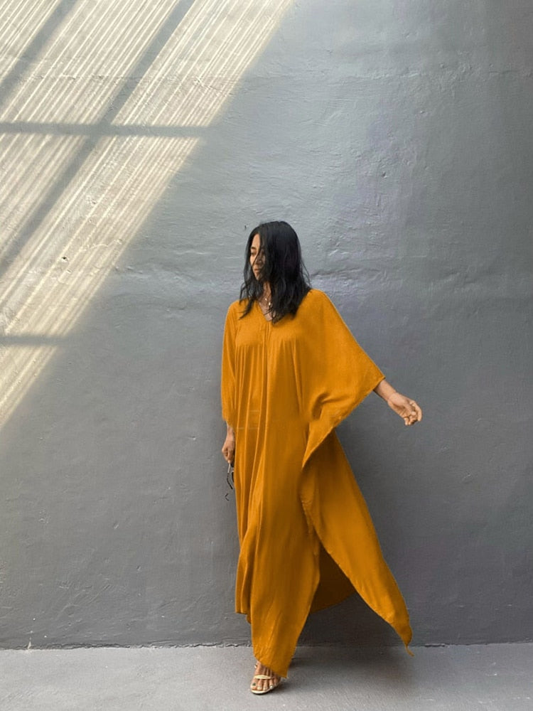 Boho Maxi Dress, Beach Dress, Kaftan Zaynab in Red, Blue, White and Yellow